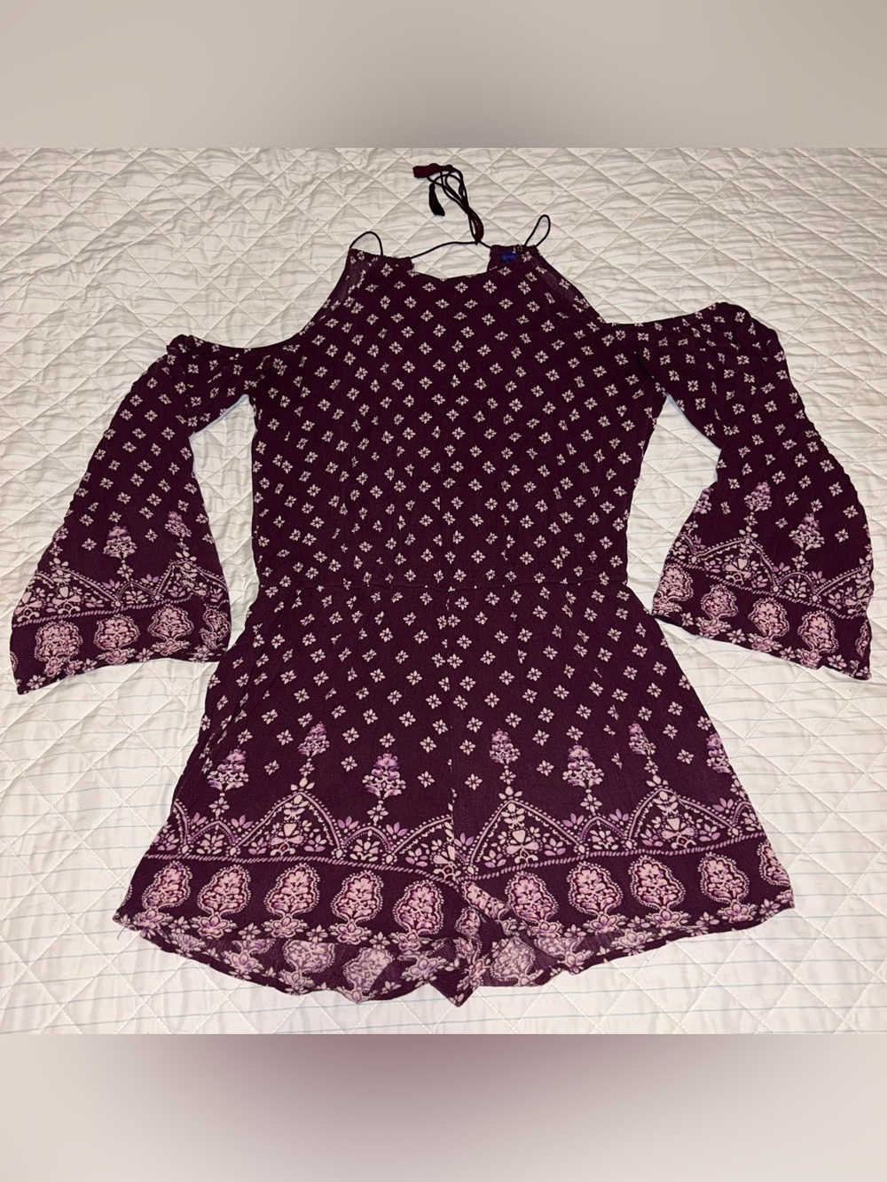 Aeropostale Purple Boho Cold Shoulder Romper